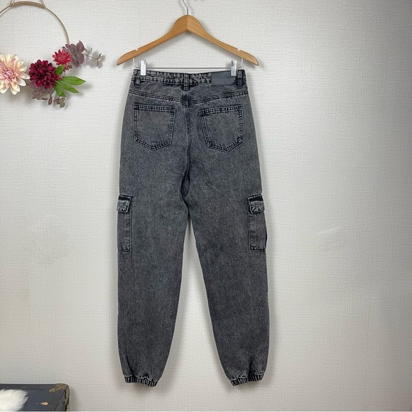 NWT Misguided Black Women High Rise Flap Pockets Cargo Jogger Jeans Size 6 - Picture 2 of 12